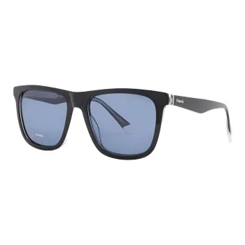 Polaroid Acetate Square Sunglasses Men's Black Crystal