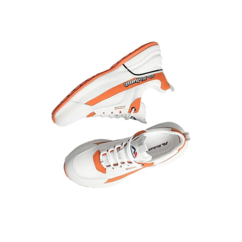 KOLUMB Slip Resistant And Breathable Low Top Casual Shoes Men's White Orange-1