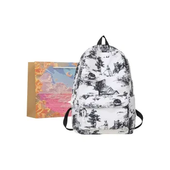 BRINCH Nylon Backpack Regular Unisex Black/White & Blue/White & Black