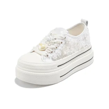 SAFIYA Canvas Shoes Women's Low Top Pink, White