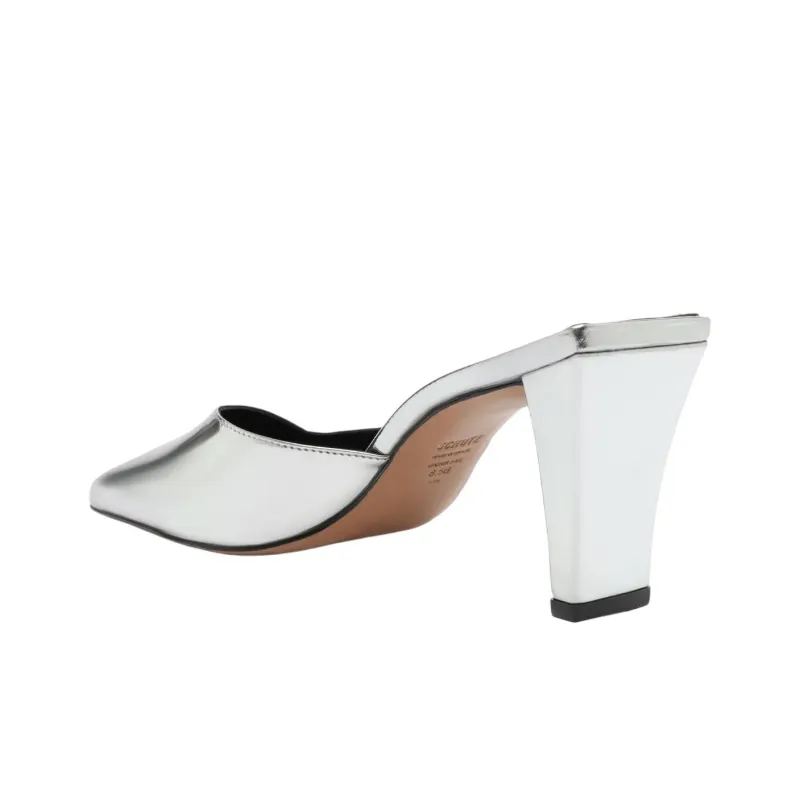 Schutz Closed Toe Slippers 8cm Women's Silver-3