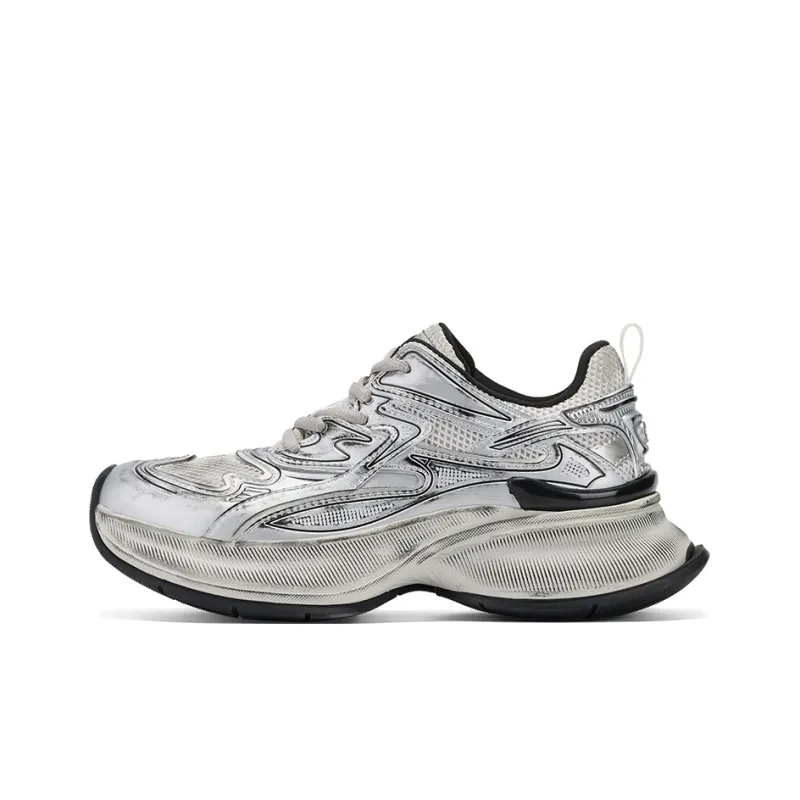 GG CC Chunky Sneakers Women's Low Top Silver/Black-0