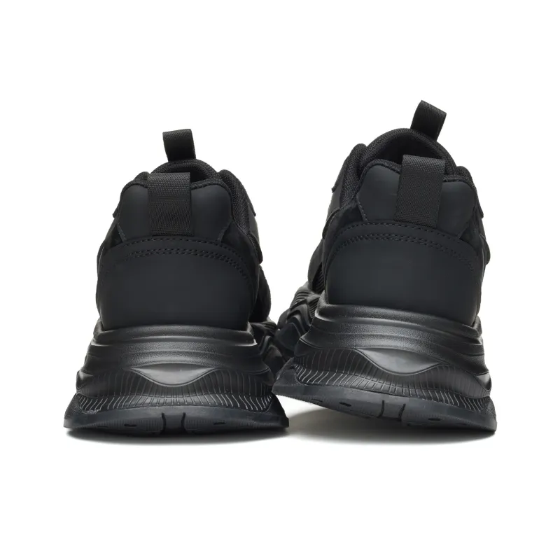 JEEP SPIRIT Height Increasing Wear Resistant Breathable Slip Resistant Low Top Chunky Sneakers Men's Graphite Black-4