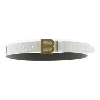 Balenciaga Logo Identification Genuine Leather Leather Belts Women's White Width: 3CM