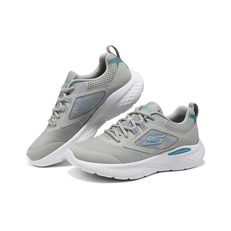 Skechers Cushioning Breathable Low Top Casual Running Shoes Women's Gray Green-2