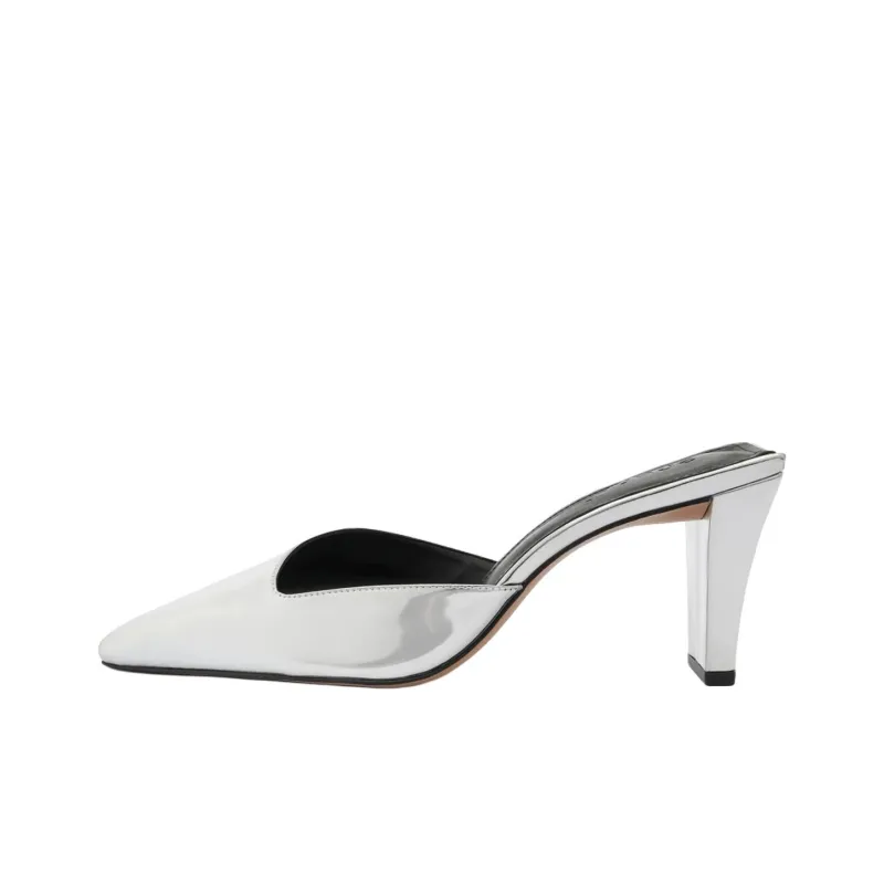 Schutz Closed Toe Slippers 8cm Women's Silver-0