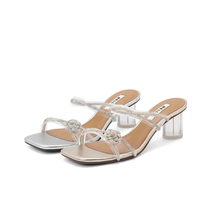 BELLE Rubber Sole Rhinestone Abrasion-Resistant Slide Slippers Women's Silver Gold-4