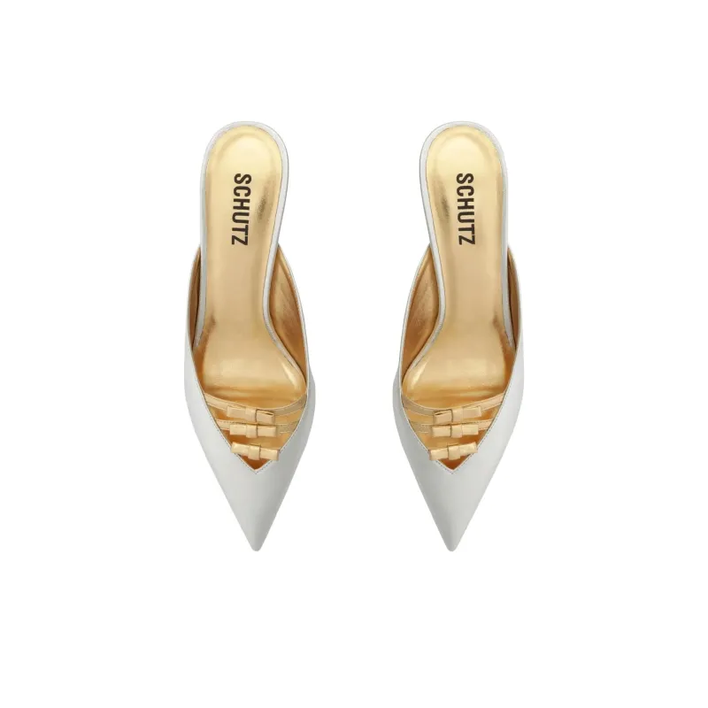 Schutz Closed Toe Slippers 5cm Women's Silver-4