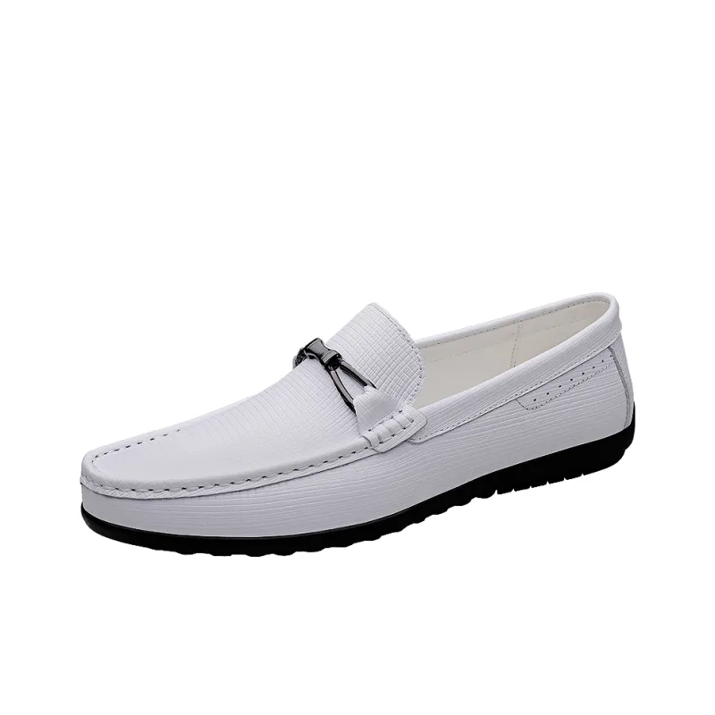 Bull charm Gommino Loafers Men White-6