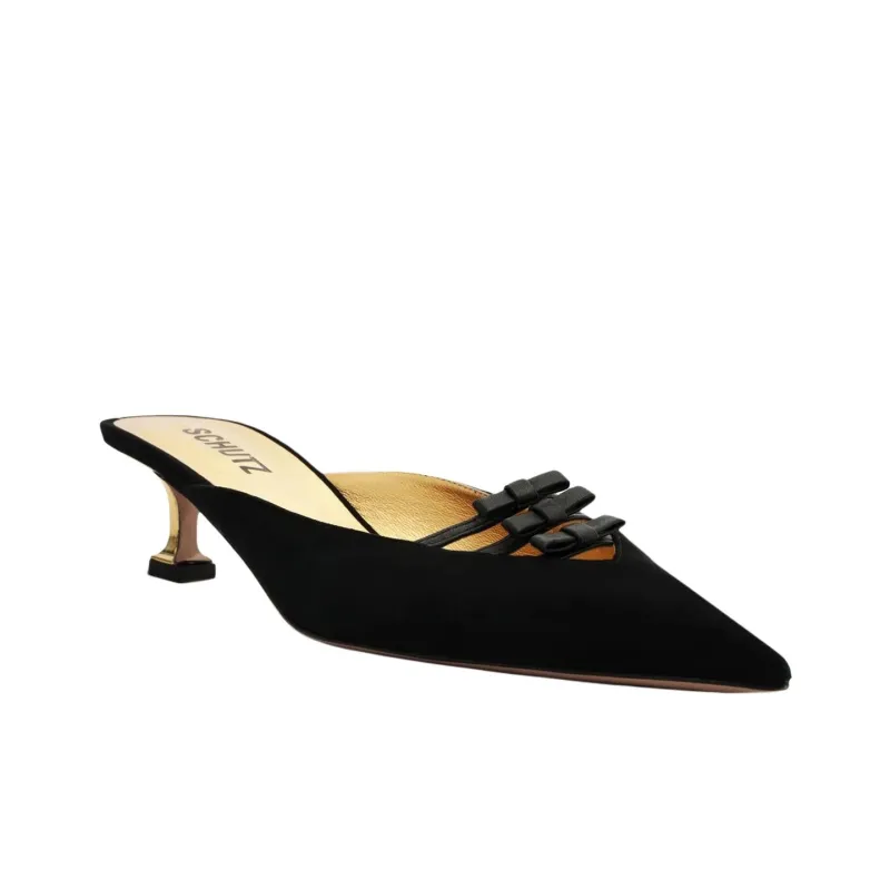 Schutz Closed Toe Slippers 5cm Women's Black-2