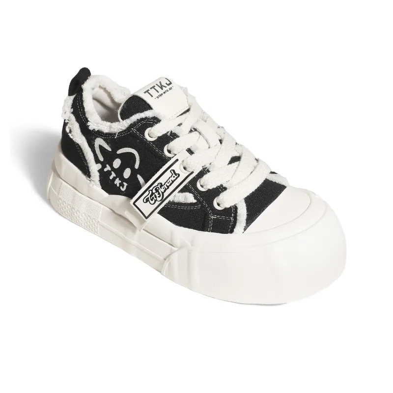 TTKJ Height Increasing Abrasion Resistant Slip Resistant Low Top Skateboard Shoes Women's-3