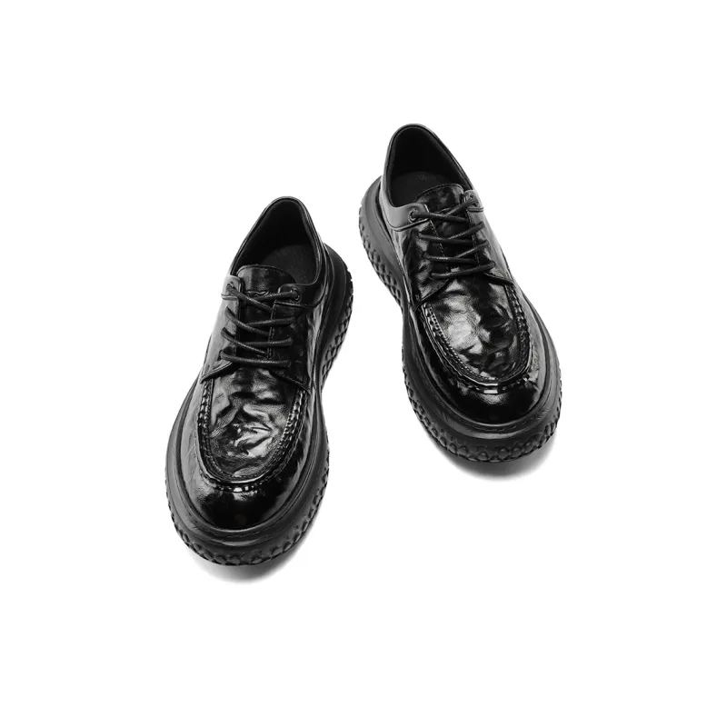 G.N.SHIJIA Men's Casual Shoes Men Low Top Black/Dark Brown-3
