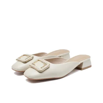 PARK DANCE Rubber Sole Closed Toe Slippers Women's Ecru