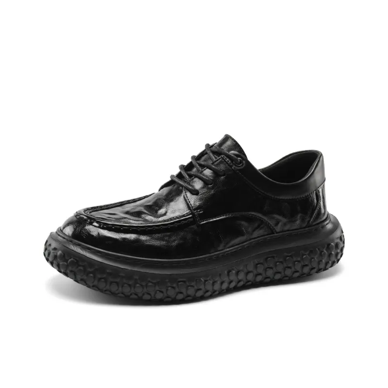 G.N.SHIJIA Men's Casual Shoes Men Low Top Black/Dark Brown-1