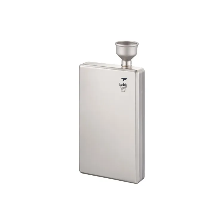 Keith Outdoor Water Equipment Flask About 200mL Pure Titanium 80*23*151mm-1