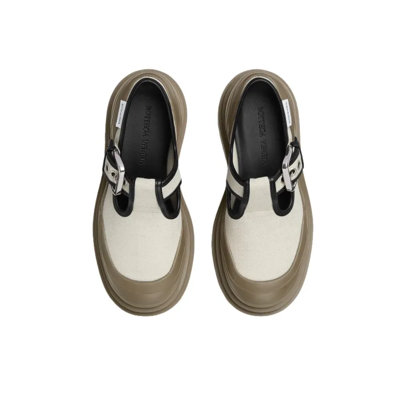 Bottega Veneta Trek Chunky Heel Casual Single Shoes 7cm Women's Beige-4