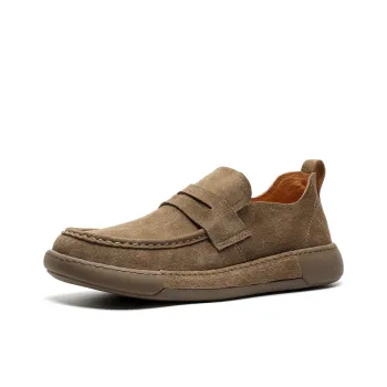 MODENGPAN Men's Casual Shoes Men Low Top Brown