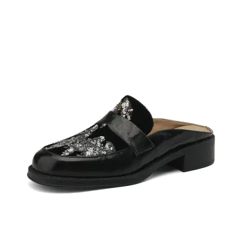 Echo&yolo Rubber Sole Odor-Resistant Abrasion-Resistant Slip-Resistant Wrap-toe Slippers Women's Black