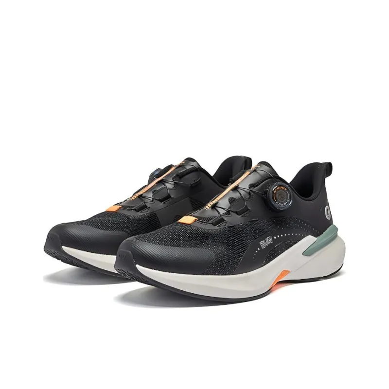 QIAODAN Wear Resistant Slip Resistant Low Top Sprint Running Shoes Men's Black-1