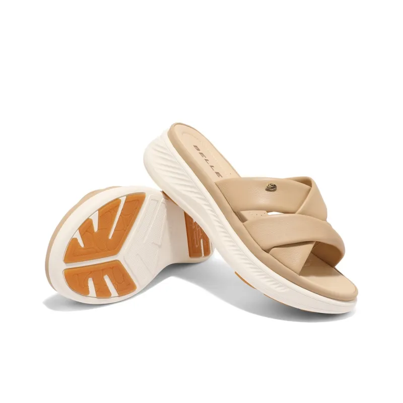 BELLE Woven Slip-Resistant Slide Slippers Women's Apricot Color Off-White-4