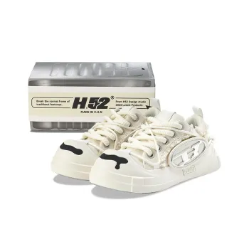 H 52 Anti Slip Wear Resistant Low Top Skateboard Shoes Unisex White