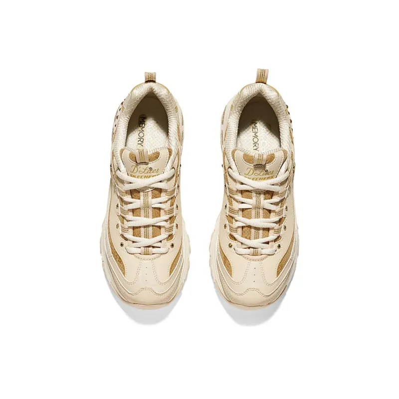Skechers DLITES Anti Slip Wear Resistant Low Top Chunky Sneakers Women's Gold-3