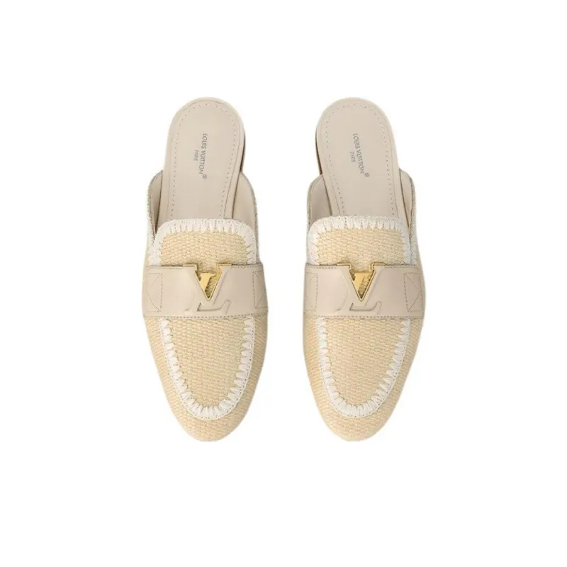 LOUIS VUITTON Capri Slip Resistant Closed Toe Slippers Women's Beige-3