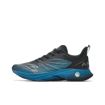 Anta Cushioned Slip-Resistant Low-Top Casual Running Shoes Men's Black Blue