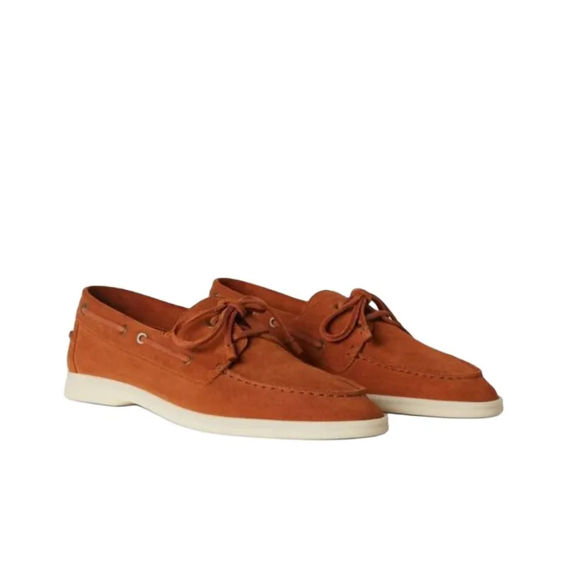 Loro Piana Sea Sail Walk Boat Shoes Men's Brown Red-3