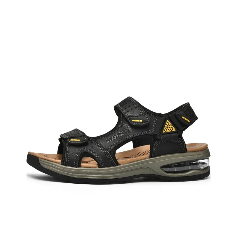 LAORENTOU Beach Sandals Men Black/Khaki/Dark Brown-0