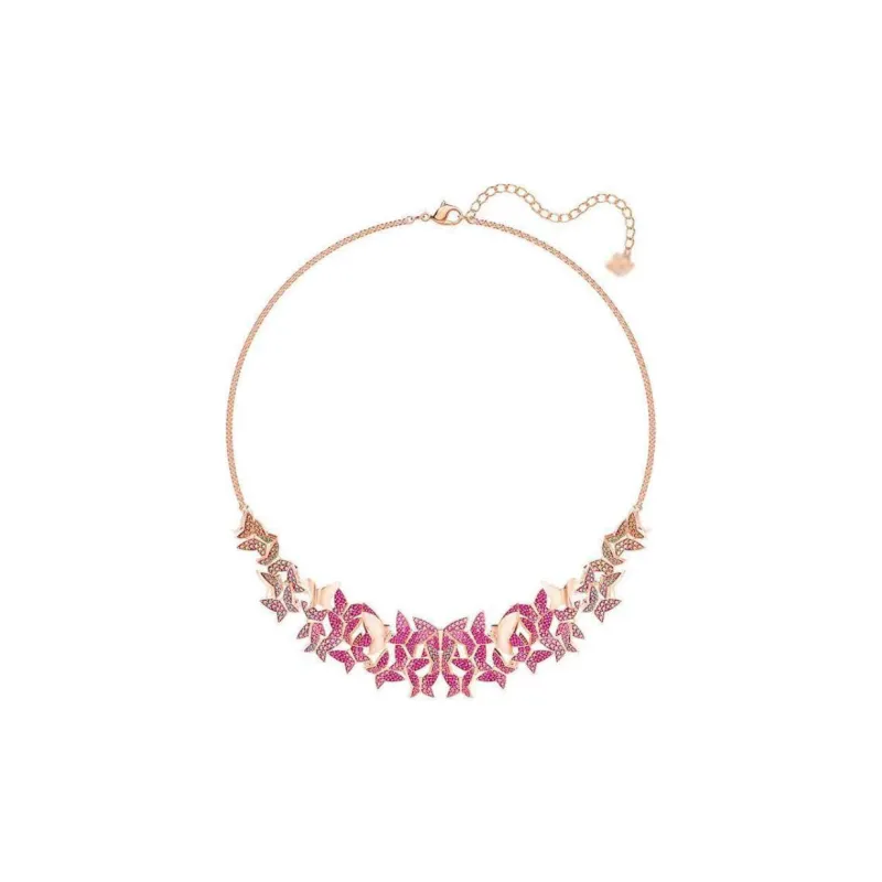 Swarovski Alloy Silver-Plated Necklaces Women's Pink-0