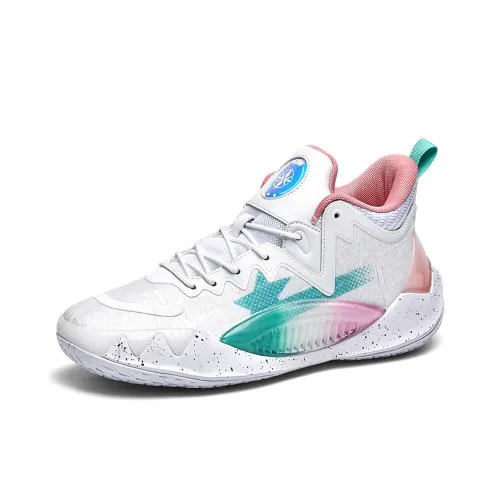 Moffett Basketball Shoes Men Mid Top White Pink Moon