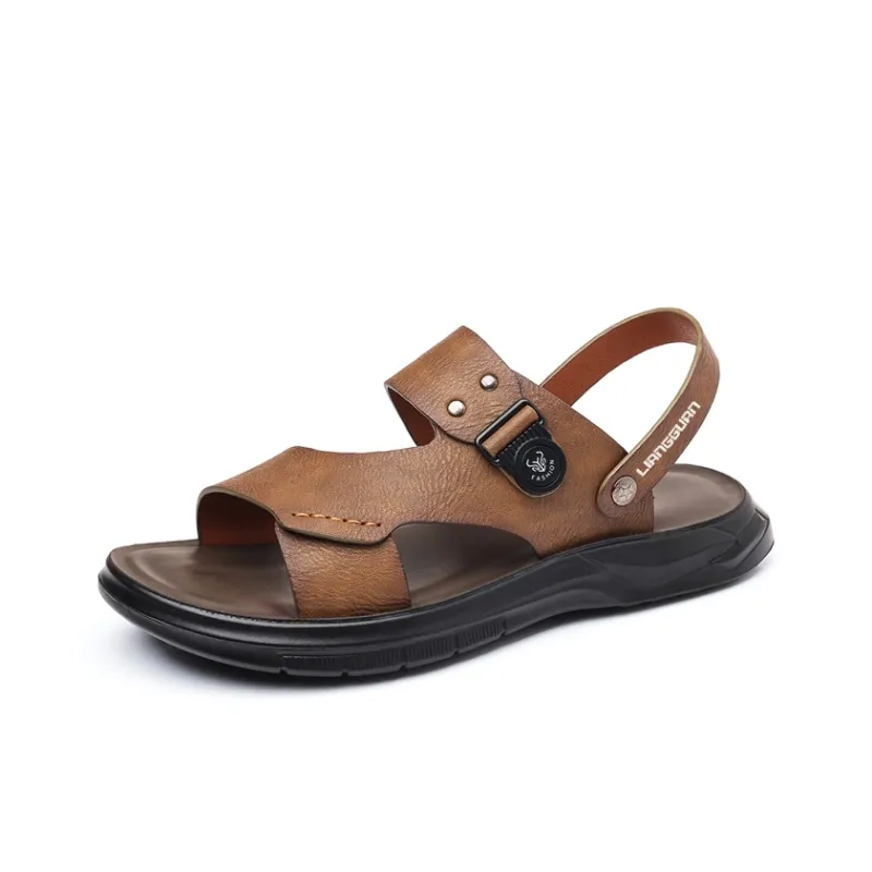 LIANGGUAN Beach Sandals Men Gray/Brown-2