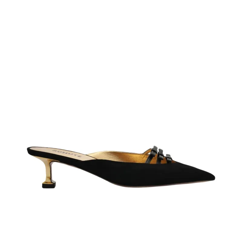 Schutz Closed Toe Slippers 5cm Women's Black-1
