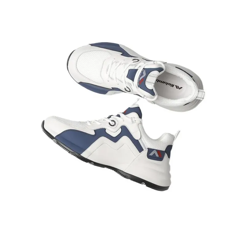 KOLUMB Cushioning, Slip Resistant, And Breathable Low Top Casual Shoes Men's White Blue-3