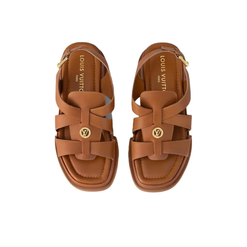LOUIS VUITTON Strap Sandals 5cm Women's Brown-4