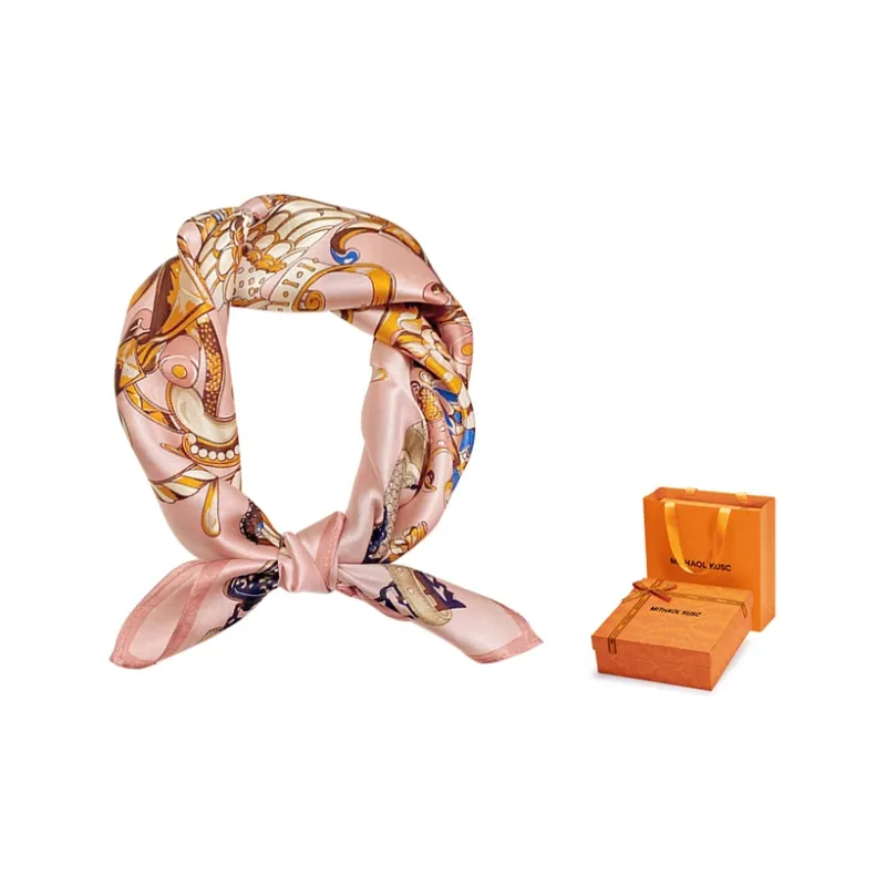 MITHAOL KUSC 100% Mulberry Silk Silk Scarves Women's Gemstone Pink-1