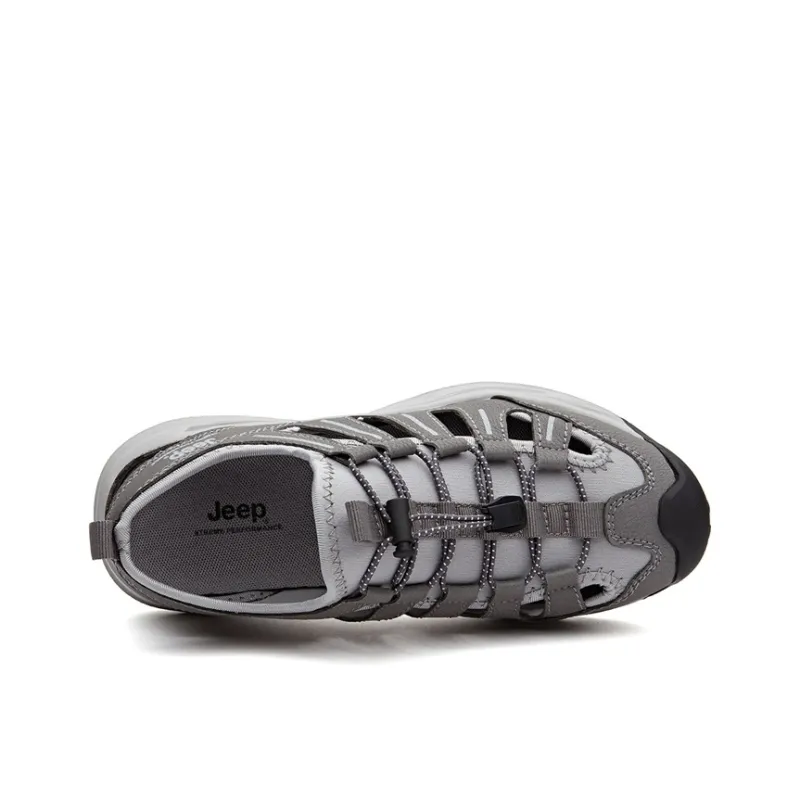 Jeep Breathable Anti Slip And Wear Resistant River Trekking Shoes Men's Light Gray-3