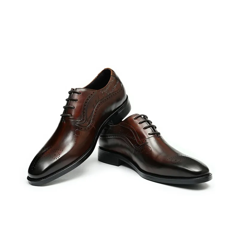 ASTON M.JAZZ Dress Shoes Men Low Top Black/Coffee-3
