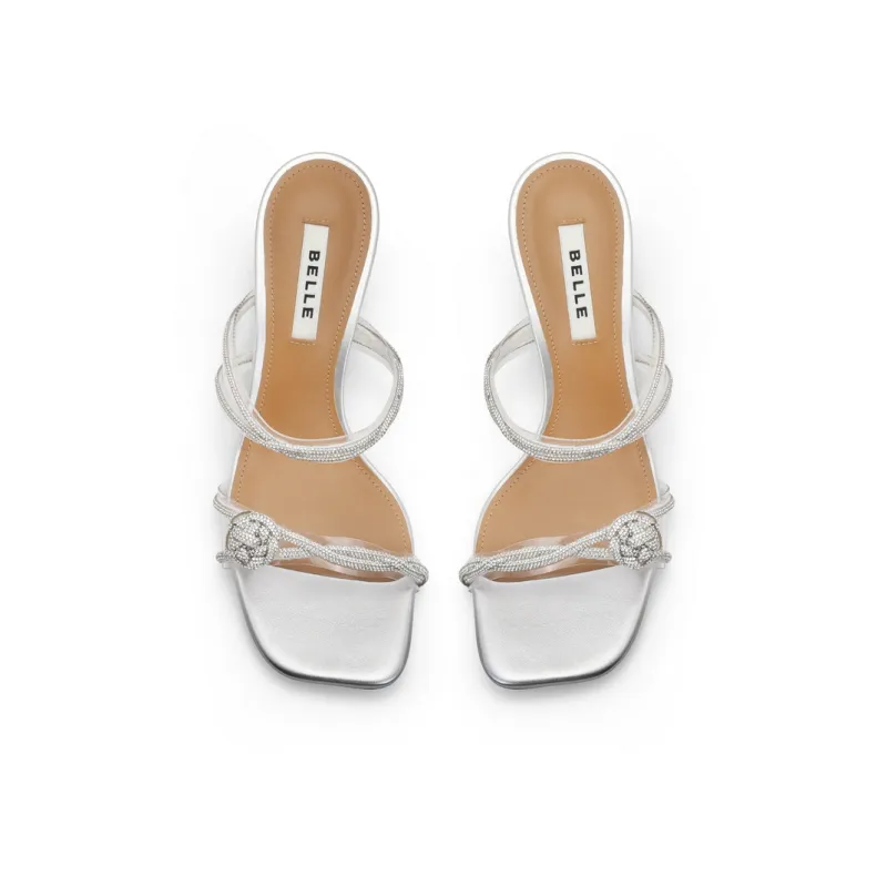 BELLE Rubber Sole Rhinestone Abrasion-Resistant Slide Slippers Women's Silver Gold-2