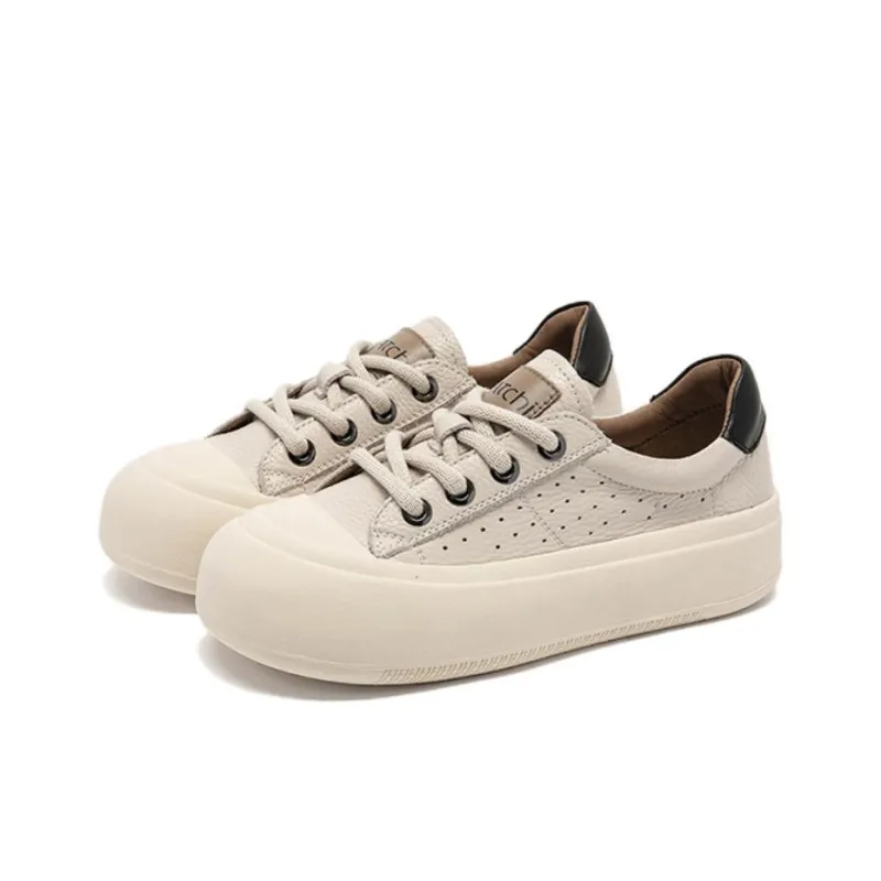 Satchi Low Top Skateboard Shoes Women's Ecru-1