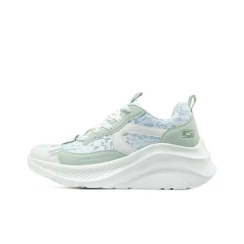 Skechers Wear Resistant Breathable Height Increasing Low Top Chunky Sneakers Women's White Green
