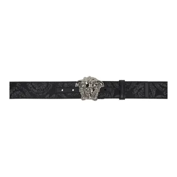 FANSIZHE Calfskin, Fabric, Nylon, Metal Leather Belts Men's Black Width 4CM