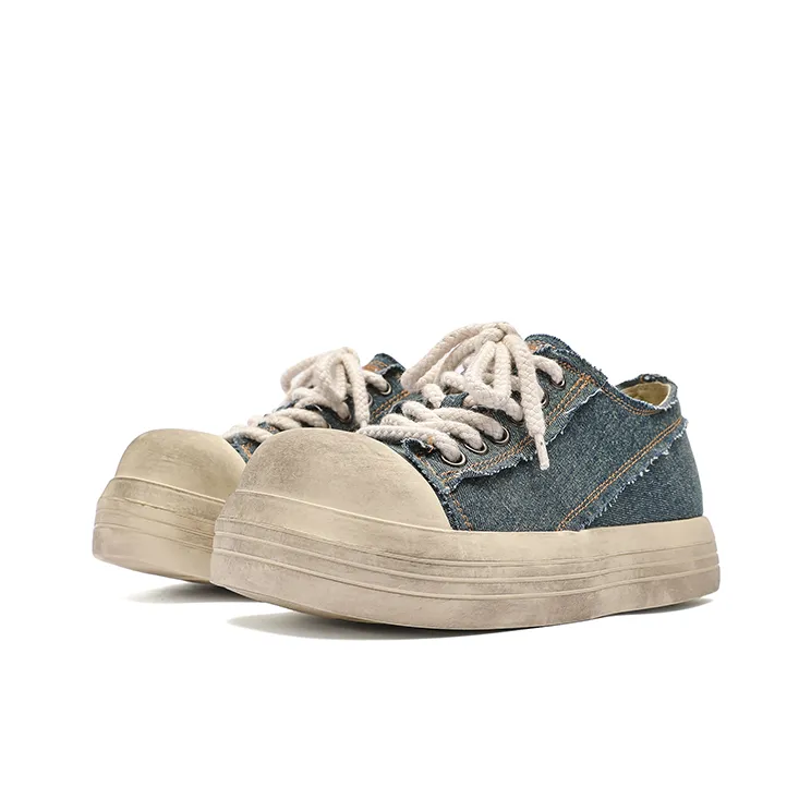 Angelmi Wear Resistant Low Top Skateboard Shoes Men's Blue-1