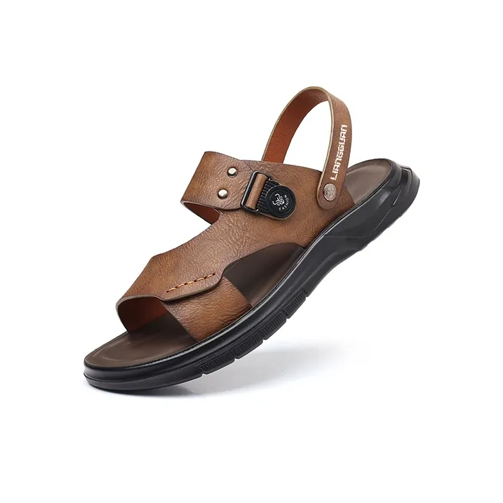 LIANGGUAN Beach Sandals Men Gray/Brown-3