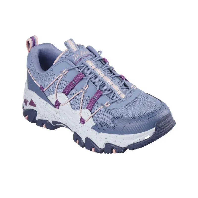 Skechers D'LITES Anti-Slip Wear-Resistant Low-Top Hiking Trekking Shoes Women's Gray Blue-3