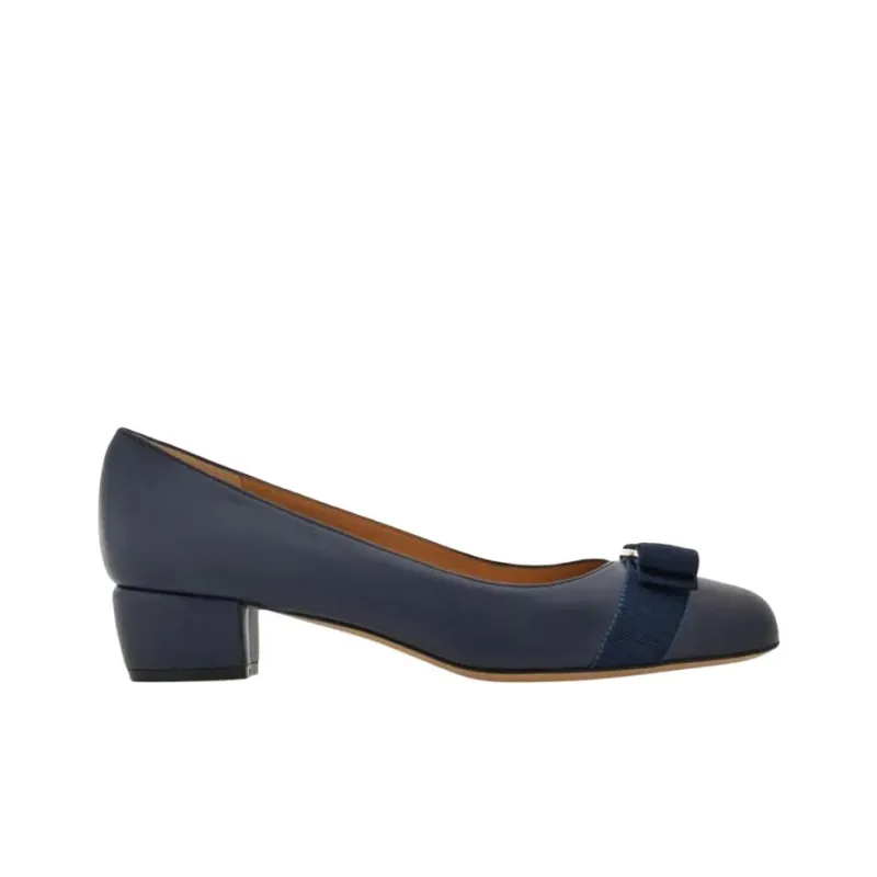 FERRAGAMO Vara Casual Single Shoes 3cm Women's Blue-1