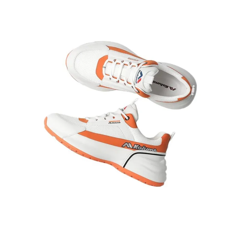 KOLUMB Slip Resistant And Breathable Low Top Casual Shoes Men's White Orange-2