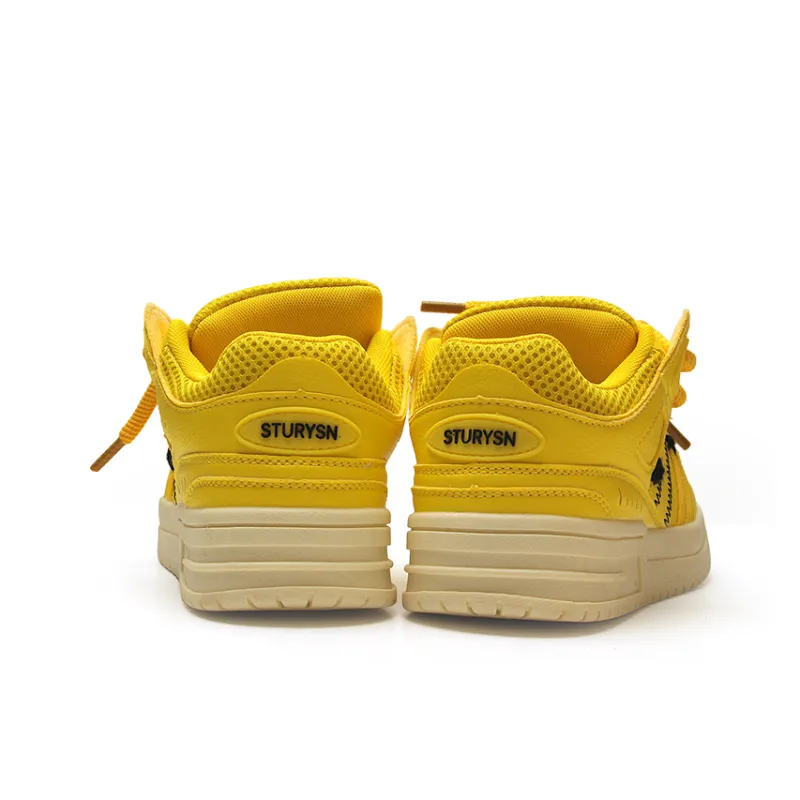 STUR YSN Wear resistant And Lightweight Low Top Skateboard Shoes Unisex Yellow Black-5