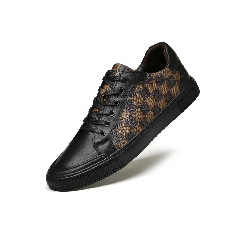 LAORENTOU Men's Casual Shoes Men Low Top Black Gray/Black Brown-5